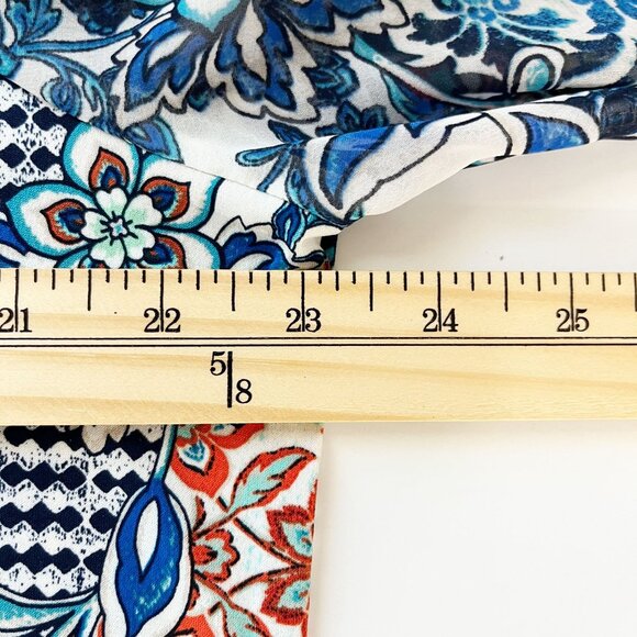 Chico's Florentine Tile Blouse V-Neck Multicolor Flowy Sleeves Size 3, XL - Picture 6 of 7